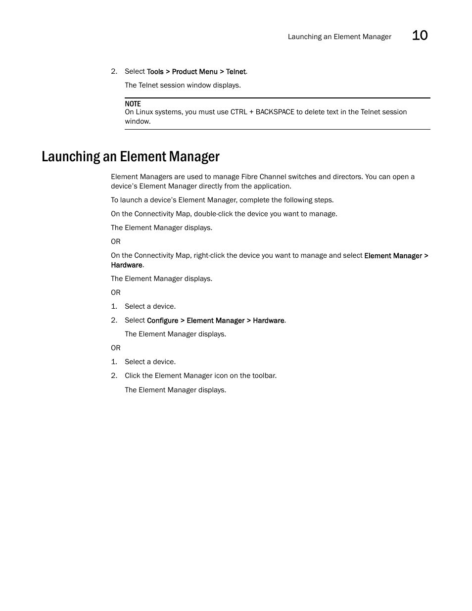 Launching an element manager | Brocade Network Advisor SAN User Manual v12.3.0 User Manual | Page 465 / 1940