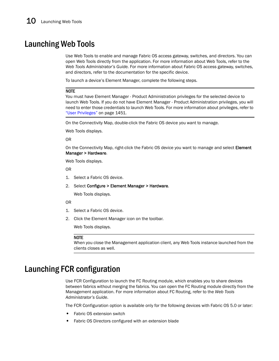 Launching web tools, Launching fcr configuration | Brocade Network Advisor SAN User Manual v12.3.0 User Manual | Page 466 / 1940