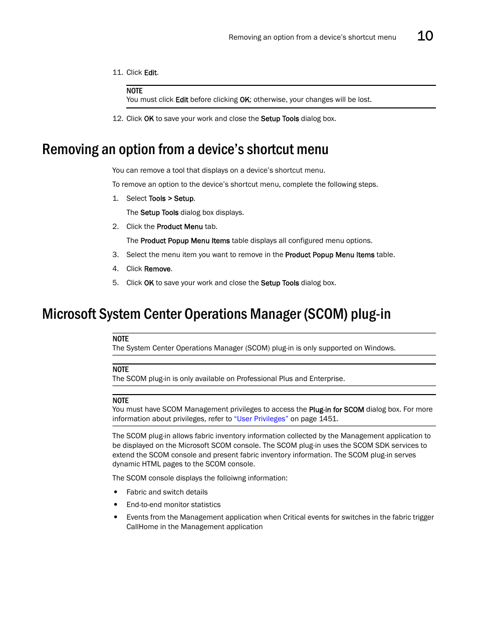 Removing an option from a device’s shortcut menu | Brocade Network Advisor SAN User Manual v12.3.0 User Manual | Page 475 / 1940