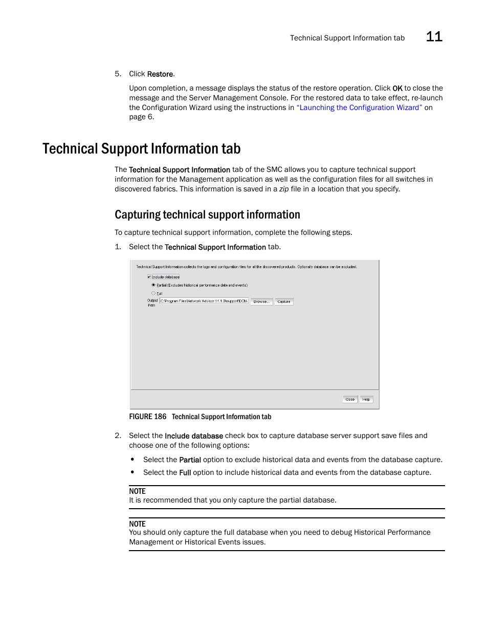 Technical support information tab, Capturing technical support information | Brocade Network Advisor SAN User Manual v12.3.0 User Manual | Page 507 / 1940