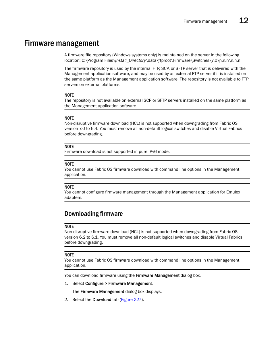 Firmware management, Downloading firmware | Brocade Network Advisor SAN User Manual v12.3.0 User Manual | Page 551 / 1940