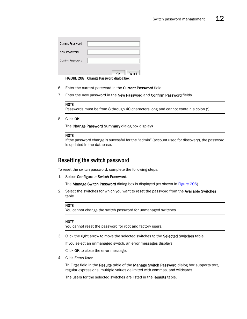 Resetting the switch password, Figure 208 | Brocade Network Advisor SAN User Manual v12.3.0 User Manual | Page 559 / 1940