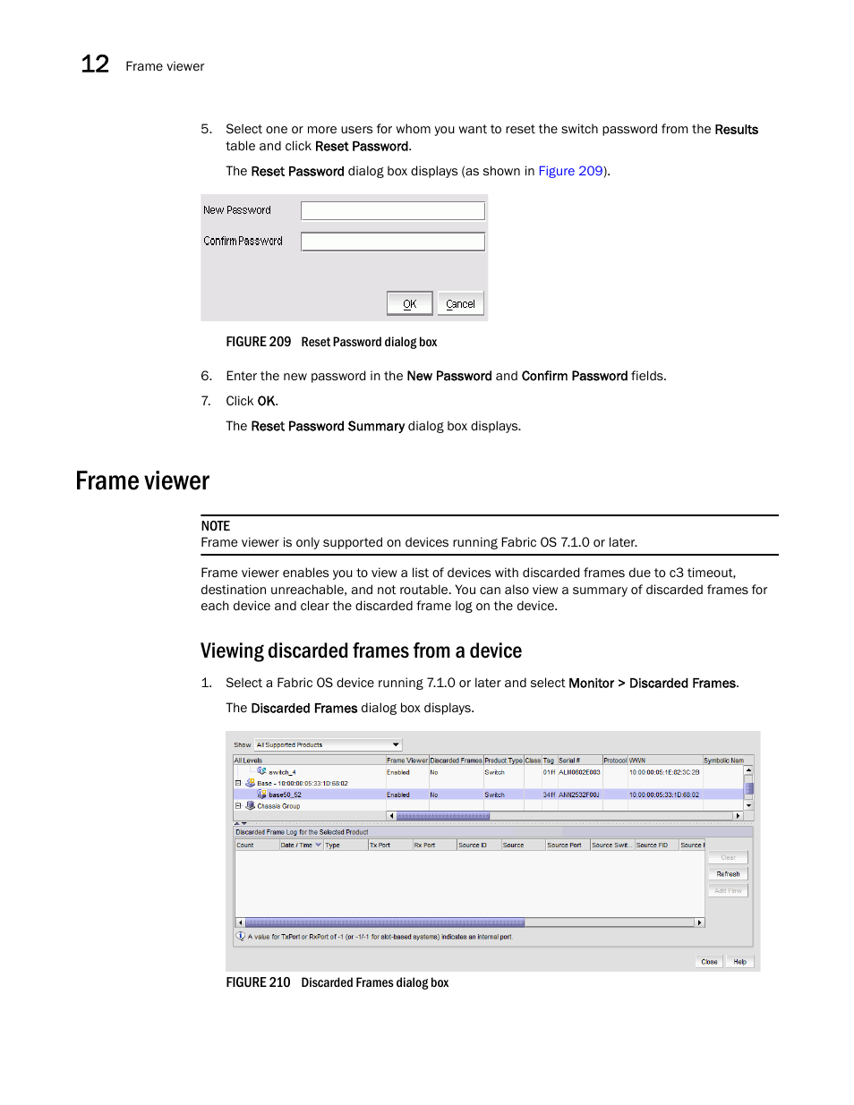 Frame viewer, Viewing discarded frames from a device | Brocade Network Advisor SAN User Manual v12.3.0 User Manual | Page 560 / 1940