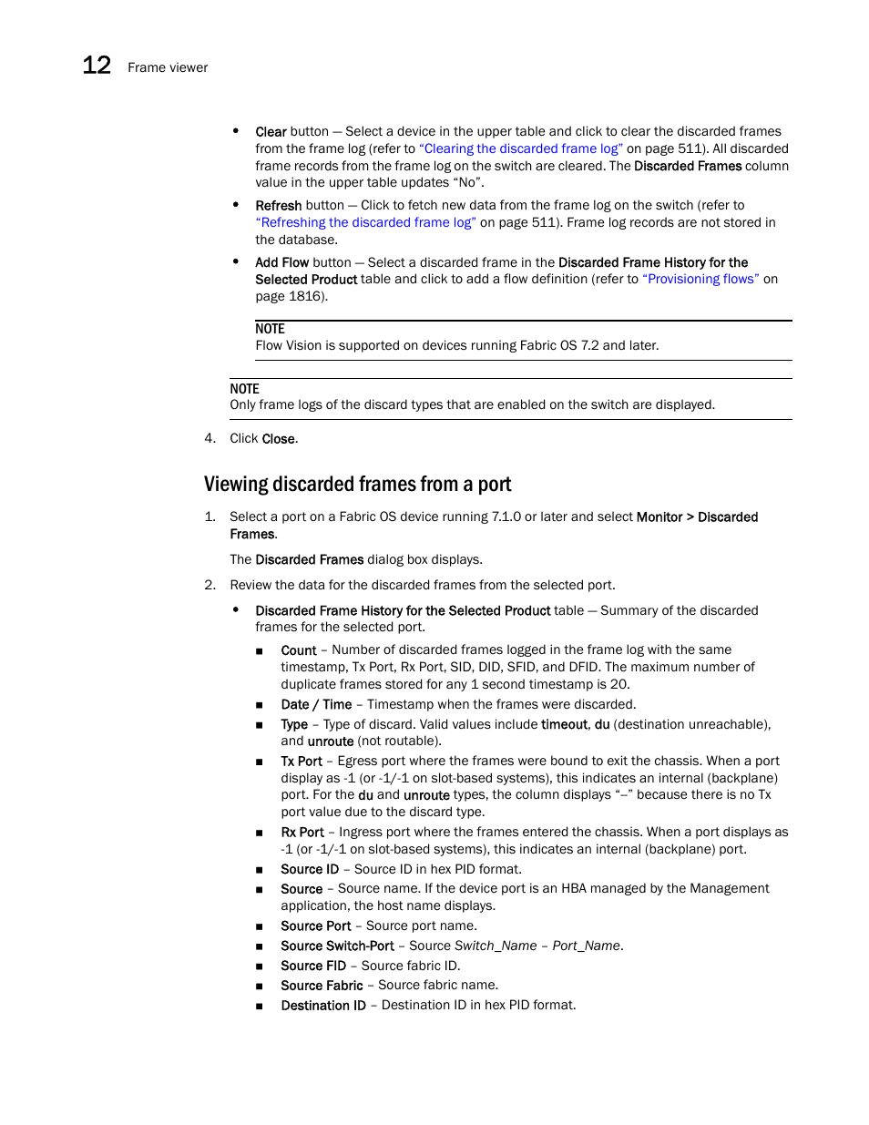 Viewing discarded frames from a port, Viewing discarded frames, From a port | Brocade Network Advisor SAN User Manual v12.3.0 User Manual | Page 562 / 1940