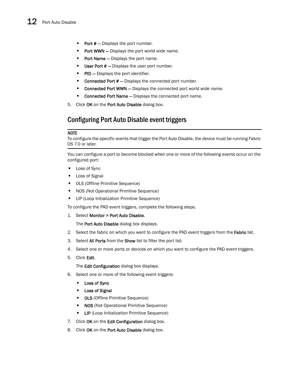 Configuring port auto disable event triggers | Brocade Network Advisor SAN User Manual v12.3.0 User Manual | Page 600 / 1940