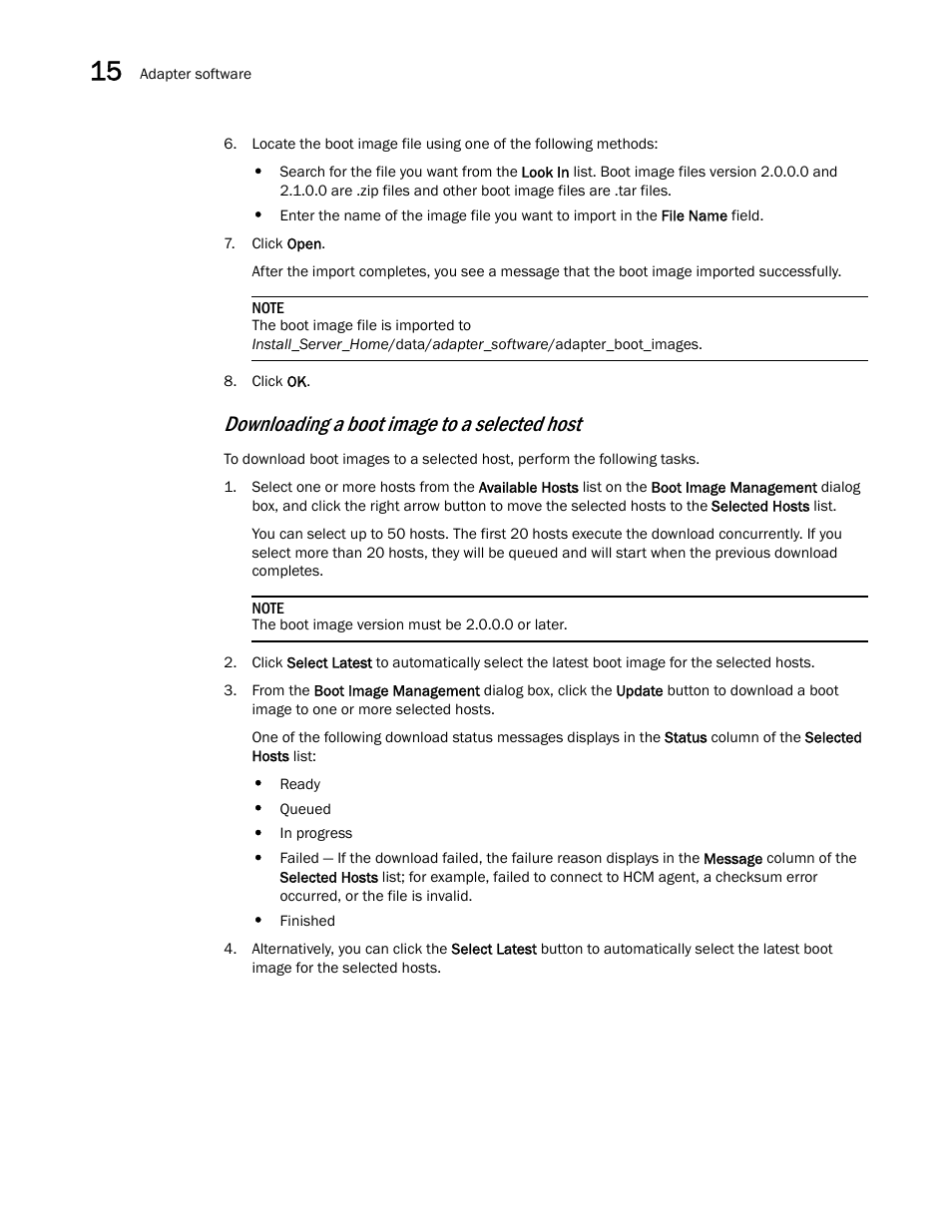 Downloading a boot image to a selected host | Brocade Network Advisor SAN User Manual v12.3.0 User Manual | Page 634 / 1940