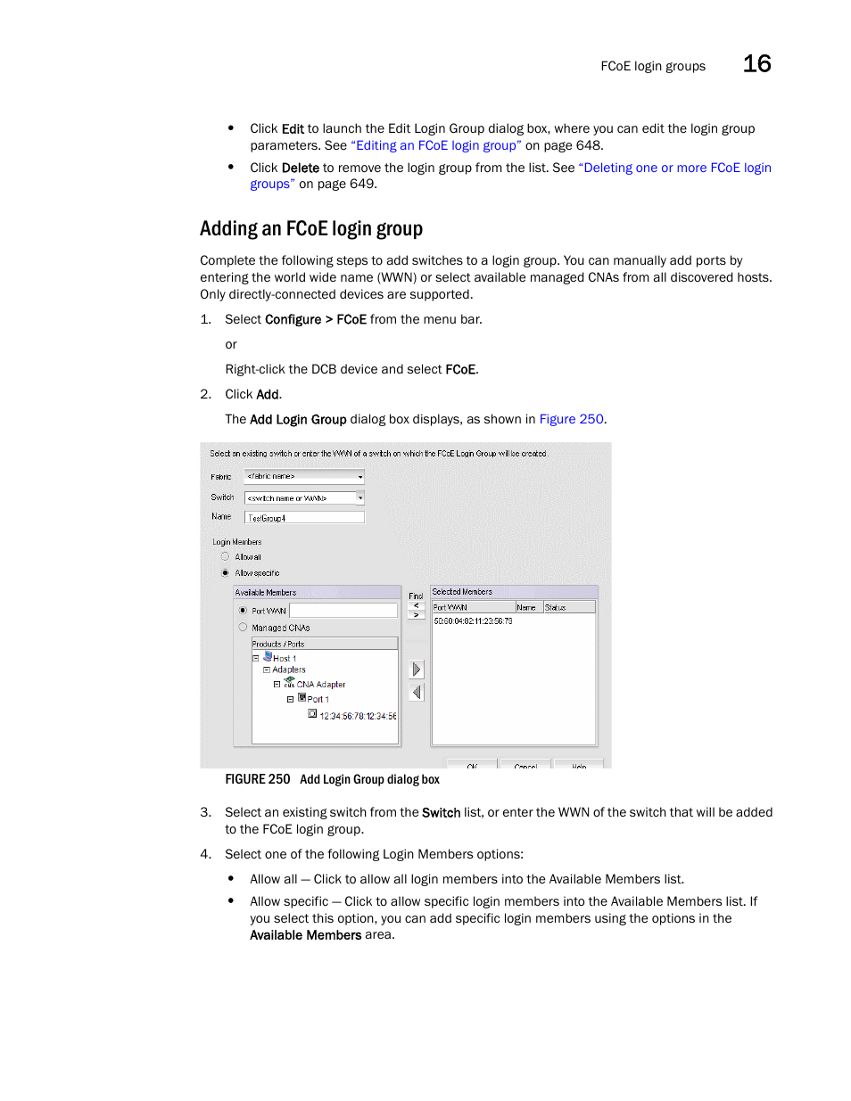 Adding an fcoe login group | Brocade Network Advisor SAN User Manual v12.3.0 User Manual | Page 699 / 1940