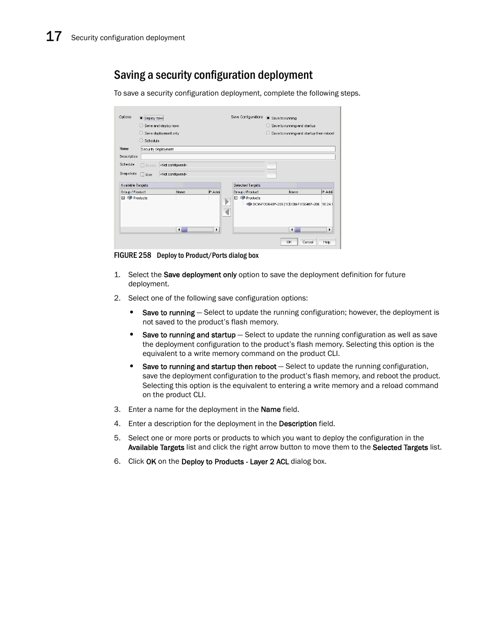 Saving a security configuration deployment | Brocade Network Advisor SAN User Manual v12.3.0 User Manual | Page 716 / 1940