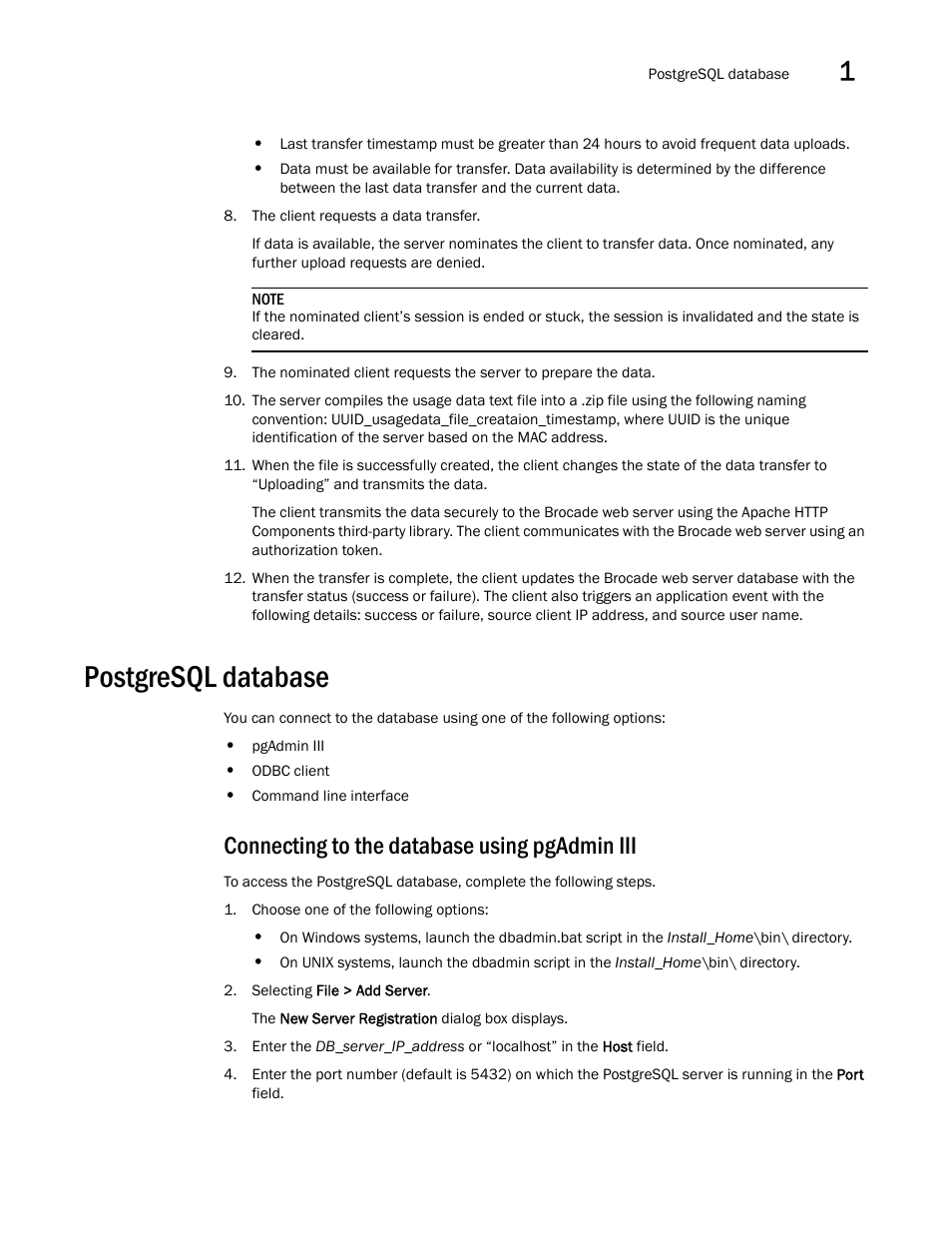 Postgresql database, Connecting to the database using pgadmin iii | Brocade Network Advisor SAN User Manual v12.3.0 User Manual | Page 73 / 1940