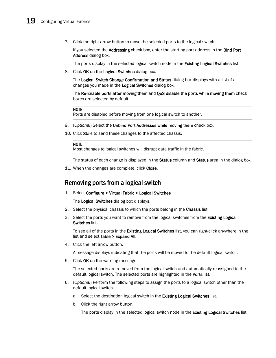 Removing ports from a logical switch | Brocade Network Advisor SAN User Manual v12.3.0 User Manual | Page 738 / 1940