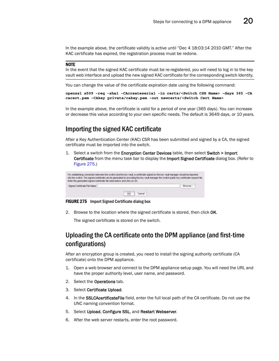 Importing the signed kac certificate, Importing the signed, Kac certificate | Brocade Network Advisor SAN User Manual v12.3.0 User Manual | Page 767 / 1940