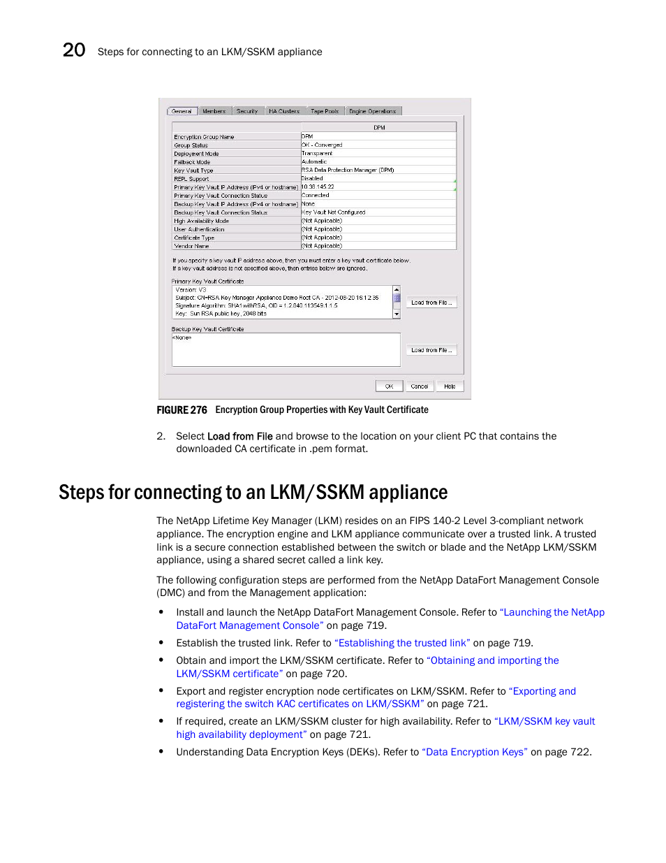 Steps for connecting to an lkm/sskm appliance, Figure 276 | Brocade Network Advisor SAN User Manual v12.3.0 User Manual | Page 770 / 1940