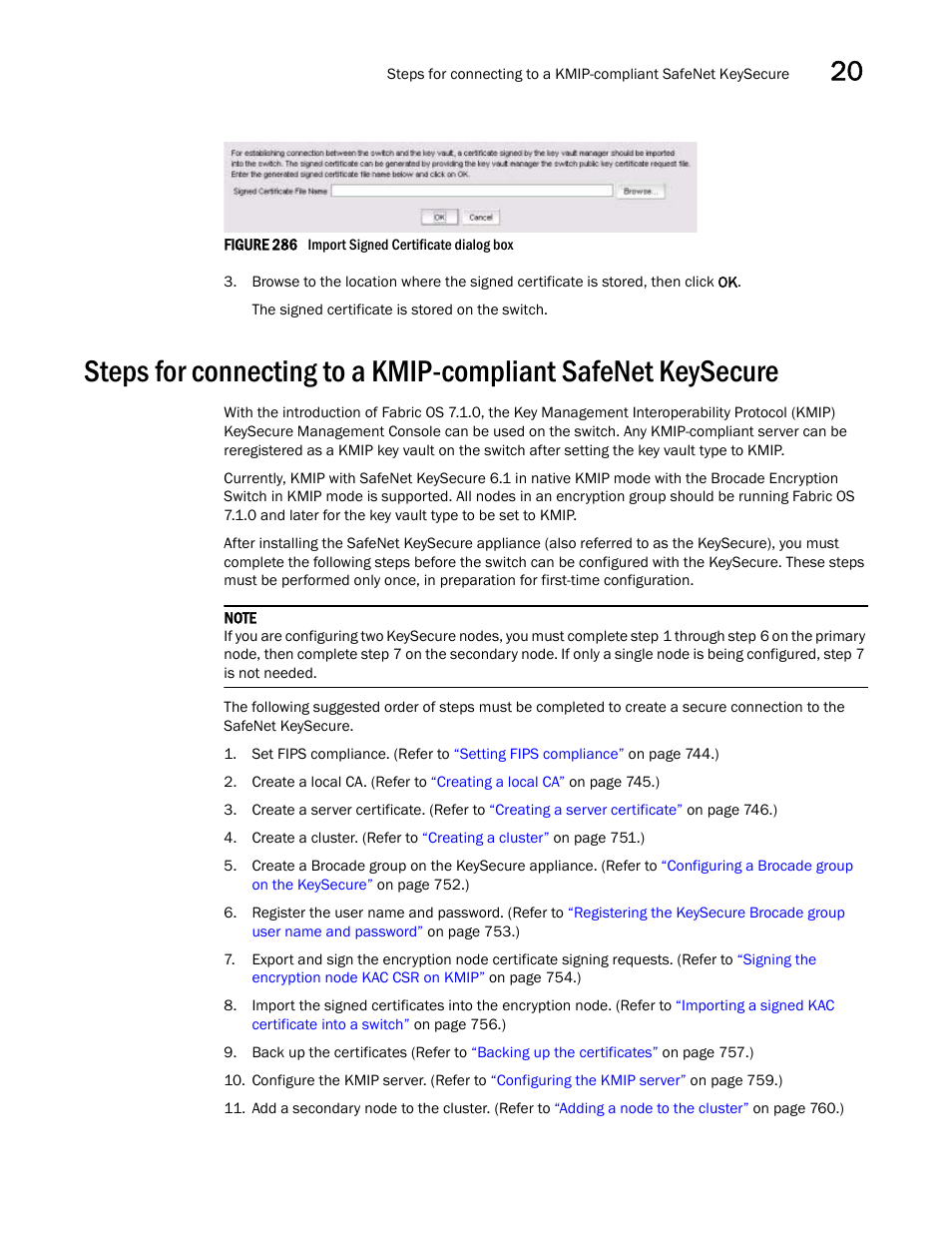 Steps for connecting to a kmip-compliant safenet, Keysecure, Steps for connecting to a | Kmip-compliant safenet keysecure, Figure 286 | Brocade Network Advisor SAN User Manual v12.3.0 User Manual | Page 795 / 1940