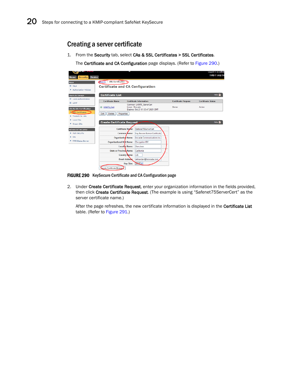 Creating a server certificate | Brocade Network Advisor SAN User Manual v12.3.0 User Manual | Page 798 / 1940