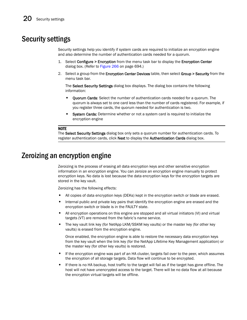 Security settings, Zeroizing an encryption engine | Brocade Network Advisor SAN User Manual v12.3.0 User Manual | Page 902 / 1940