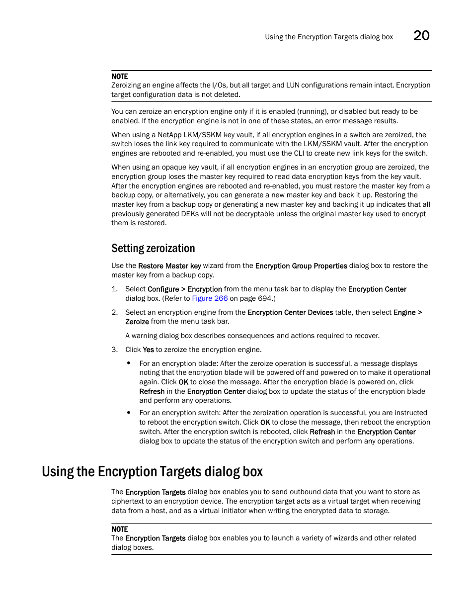 Setting zeroization, Using the encryption targets dialog box | Brocade Network Advisor SAN User Manual v12.3.0 User Manual | Page 903 / 1940