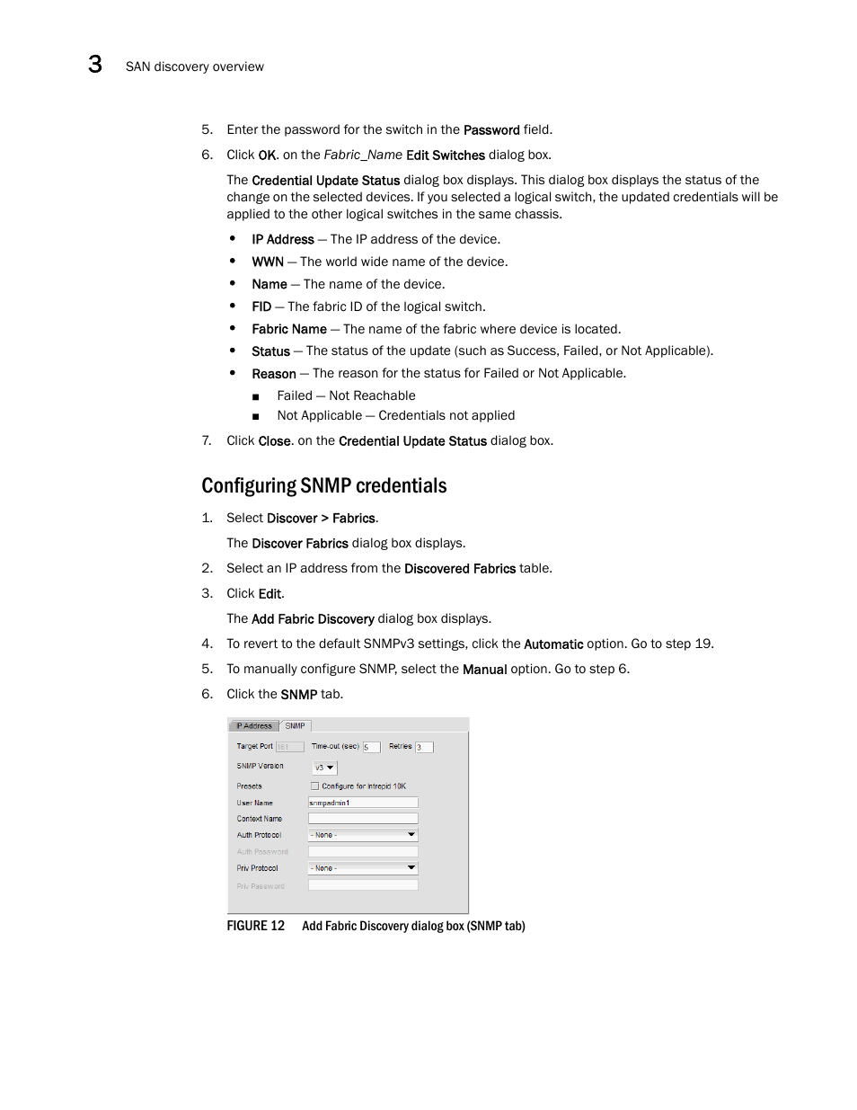 Configuring snmp credentials | Brocade Network Advisor SAN User Manual v12.3.0 User Manual | Page 94 / 1940