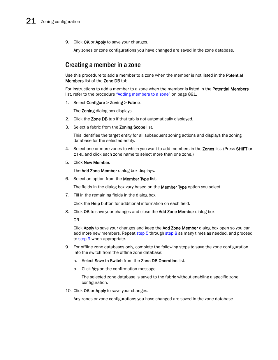 Creating a member in a zone | Brocade Network Advisor SAN User Manual v12.3.0 User Manual | Page 944 / 1940