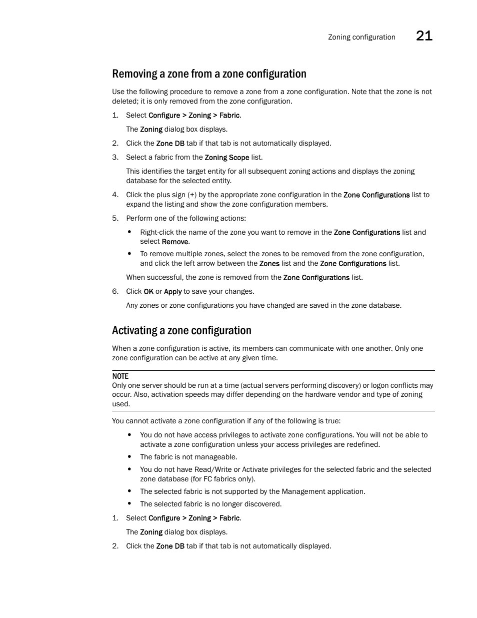 Removing a zone from a zone configuration, Activating a zone configuration | Brocade Network Advisor SAN User Manual v12.3.0 User Manual | Page 953 / 1940