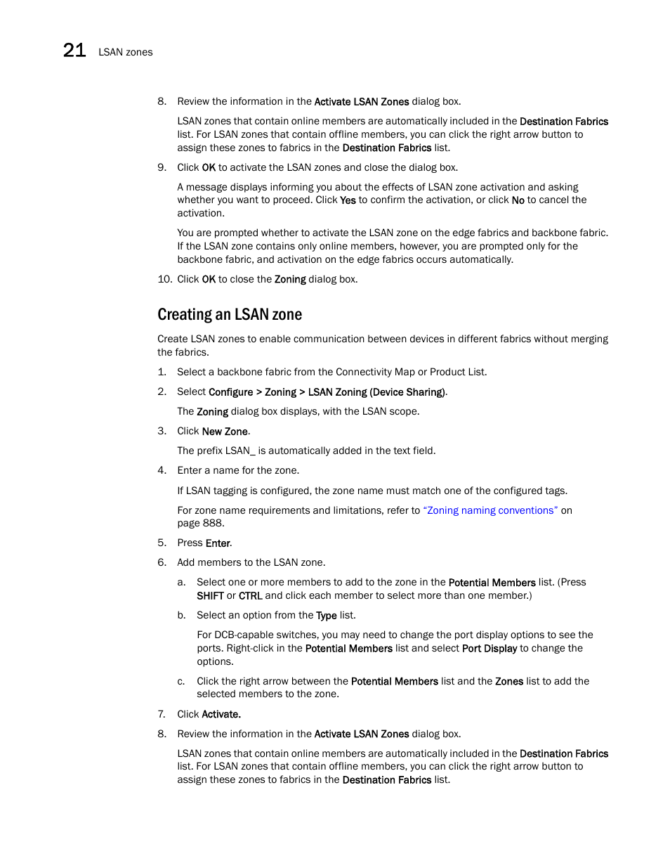 Creating an lsan zone | Brocade Network Advisor SAN User Manual v12.3.0 User Manual | Page 964 / 1940