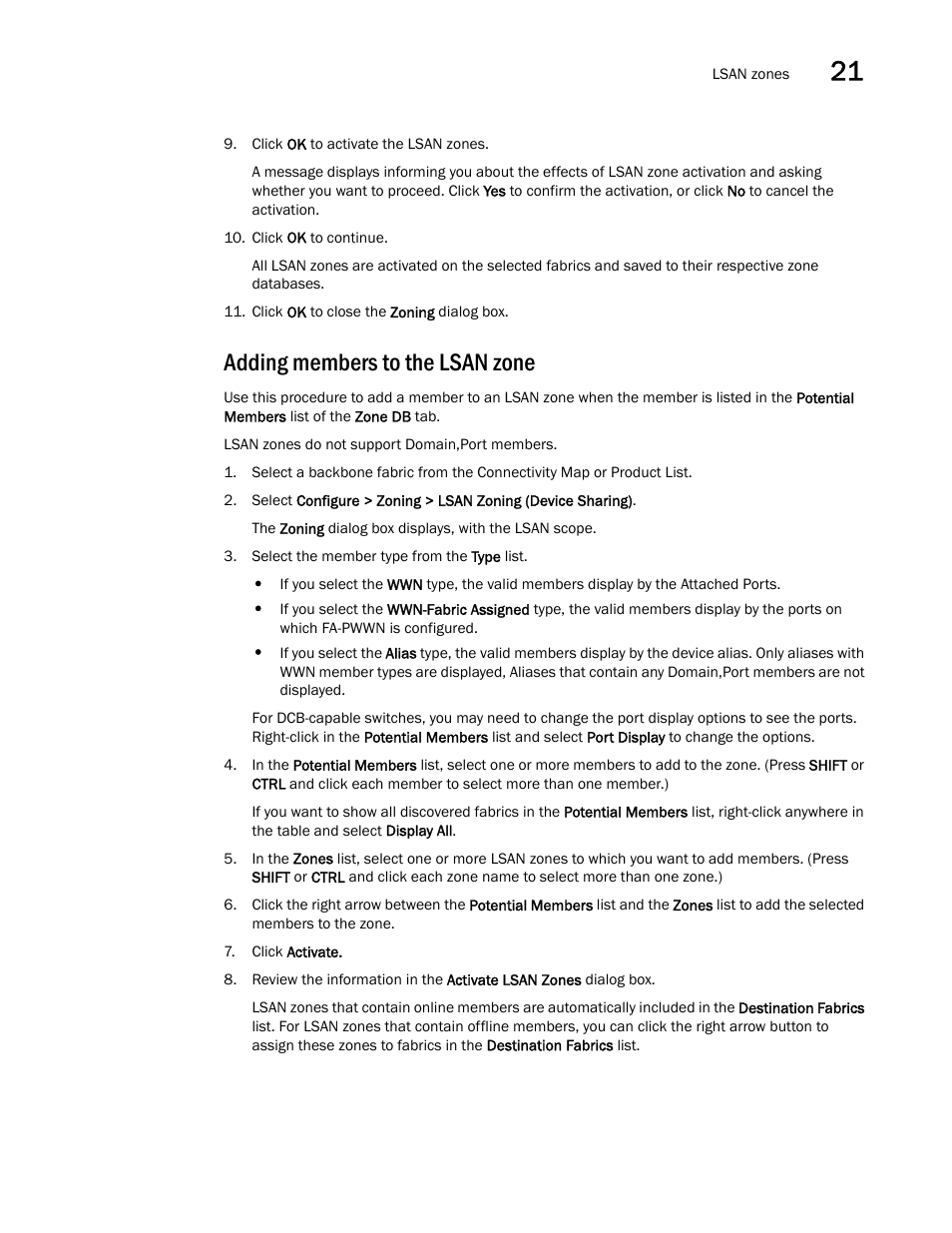 Adding members to the lsan zone | Brocade Network Advisor SAN User Manual v12.3.0 User Manual | Page 965 / 1940