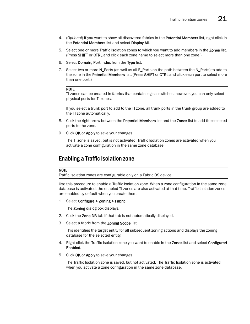 Enabling a traffic isolation zone | Brocade Network Advisor SAN User Manual v12.3.0 User Manual | Page 971 / 1940