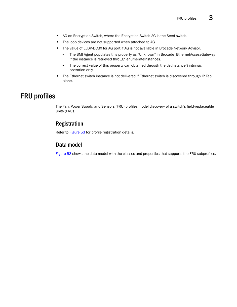 Fru profiles, Registration, Data model | Brocade Network Advisor SMI Agent Developers Guide v12.3.0 User Manual | Page 117 / 178