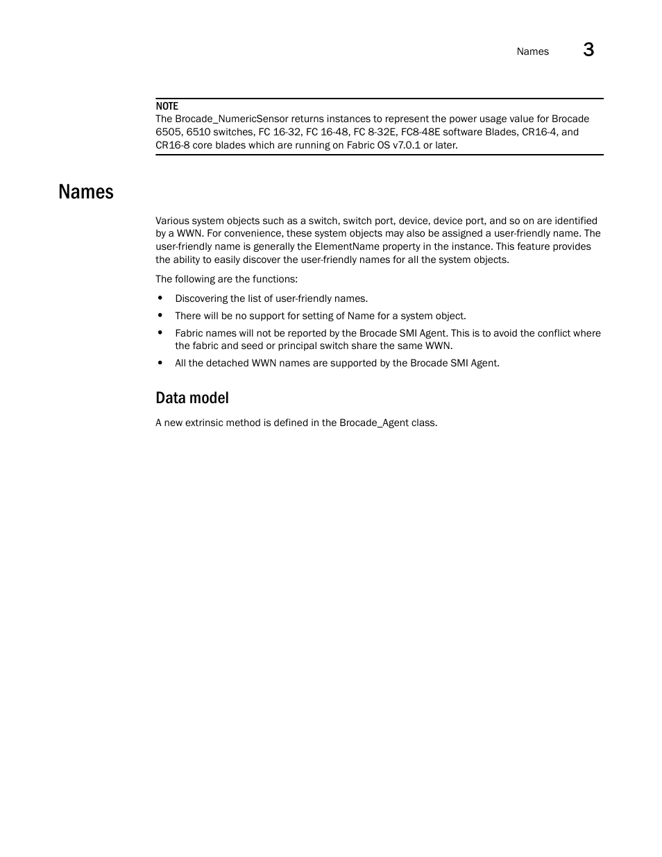 Names, Data model | Brocade Network Advisor SMI Agent Developers Guide v12.3.0 User Manual | Page 119 / 178