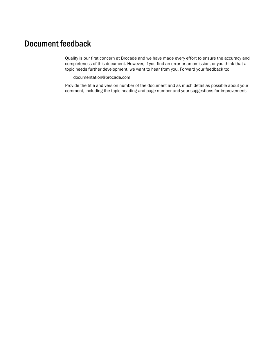 Document feedback | Brocade Network Advisor SMI Agent Developers Guide v12.3.0 User Manual | Page 15 / 178