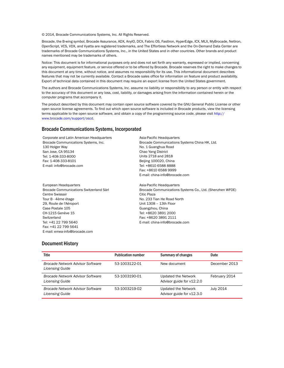 Brocade Network Advisor Software Licensing Guide (Supporting Network Advisor 12.3.0) User Manual | Page 2 / 56