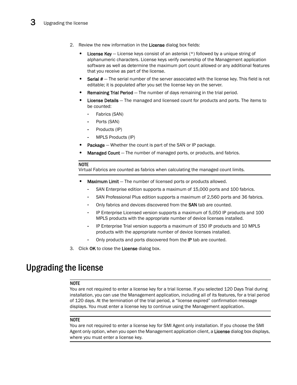 Upgrading the license | Brocade Network Advisor Software Licensing Guide (Supporting Network Advisor 12.3.0) User Manual | Page 32 / 56