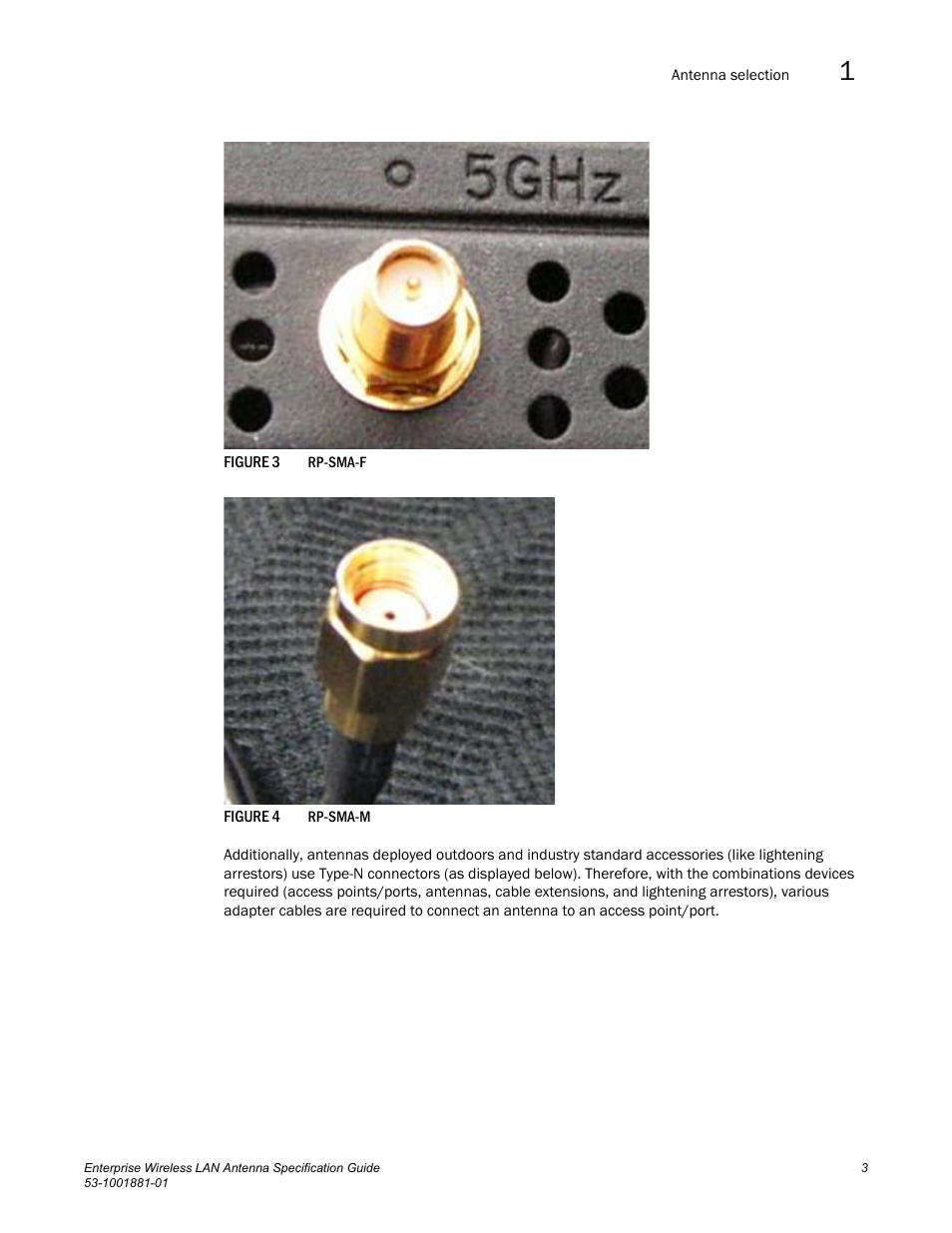 Figure 3 rp-sma-f, Figure 4 rp-sma-m | Brocade Enterprise Wireless LAN Antenna Specification Guide, Version 1.5 User Manual | Page 15 / 158