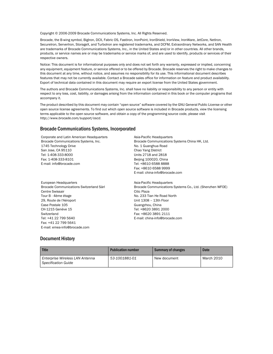 Brocade Enterprise Wireless LAN Antenna Specification Guide, Version 1.5 User Manual | Page 2 / 158