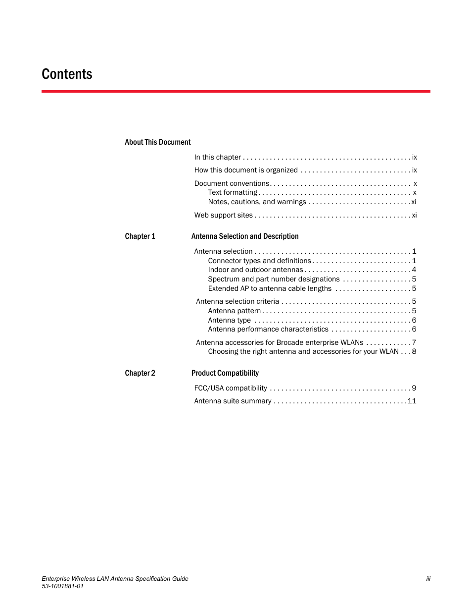 Brocade Enterprise Wireless LAN Antenna Specification Guide, Version 1.5 User Manual | Page 3 / 158