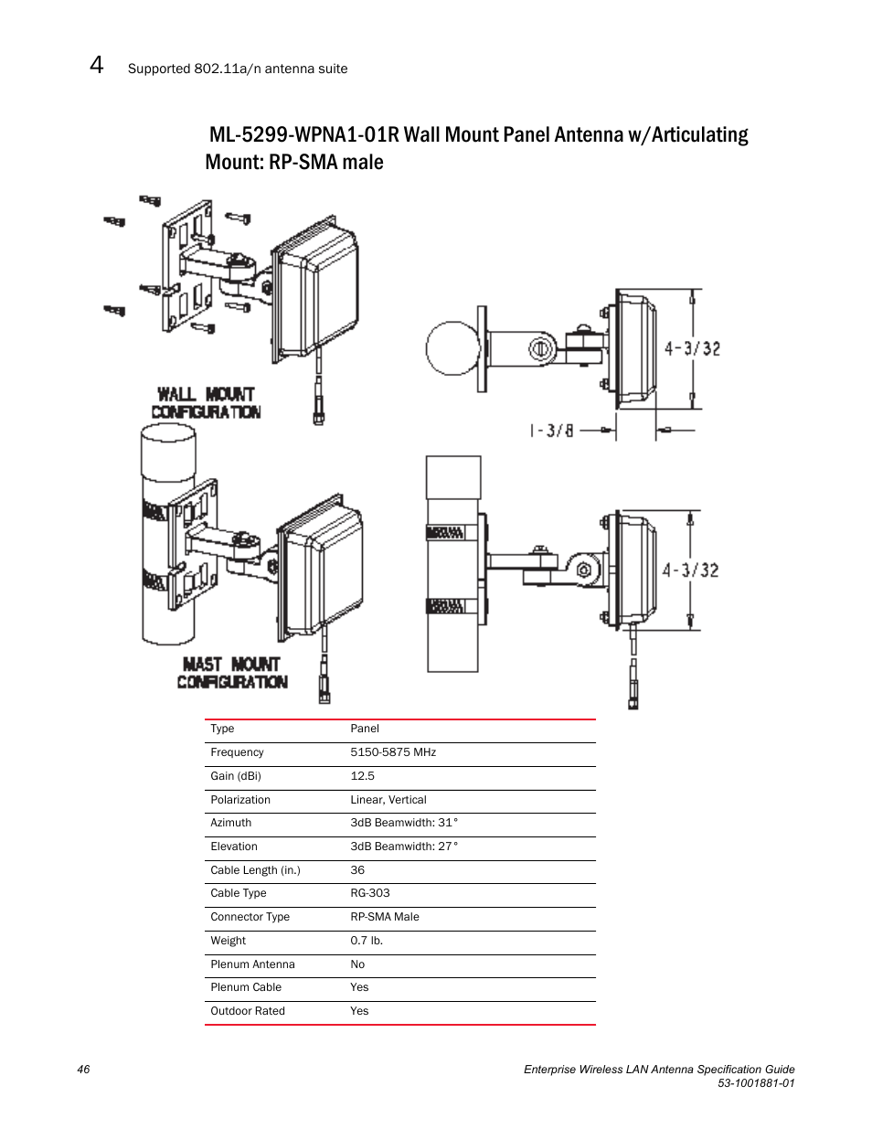 Brocade Enterprise Wireless LAN Antenna Specification Guide, Version 1.5 User Manual | Page 58 / 158