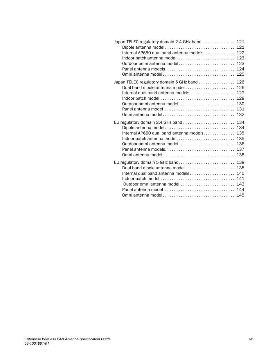 Brocade Enterprise Wireless LAN Antenna Specification Guide, Version 1.5 User Manual | Page 7 / 158