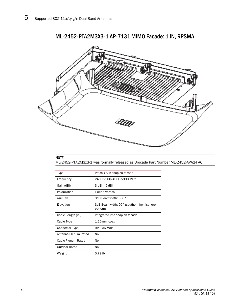 Brocade Enterprise Wireless LAN Antenna Specification Guide, Version 1.5 User Manual | Page 74 / 158