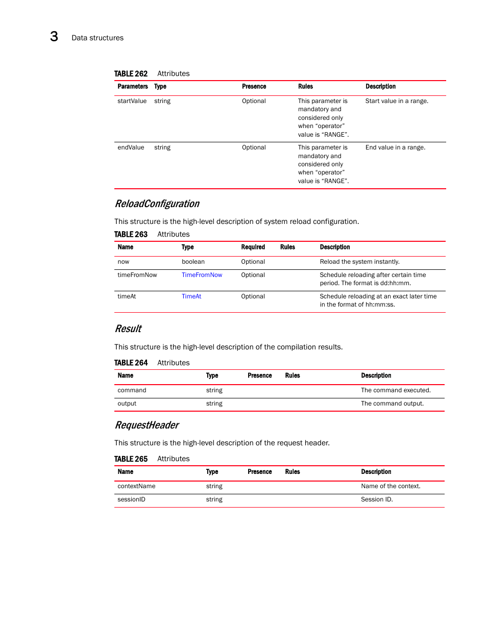 Reloadconfiguration, Result, Requestheader | Brocade Virtual ADX XML API Programmer’s Guide (Supporting ADX v03.1.00) User Manual | Page 118 / 878