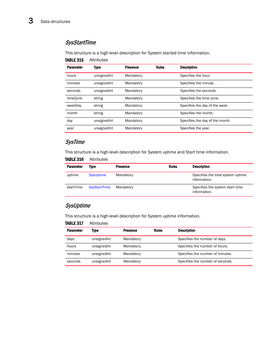 Systime, Sysstarttime, Sysuptime | Brocade Virtual ADX XML API Programmer’s Guide (Supporting ADX v03.1.00) User Manual | Page 140 / 878