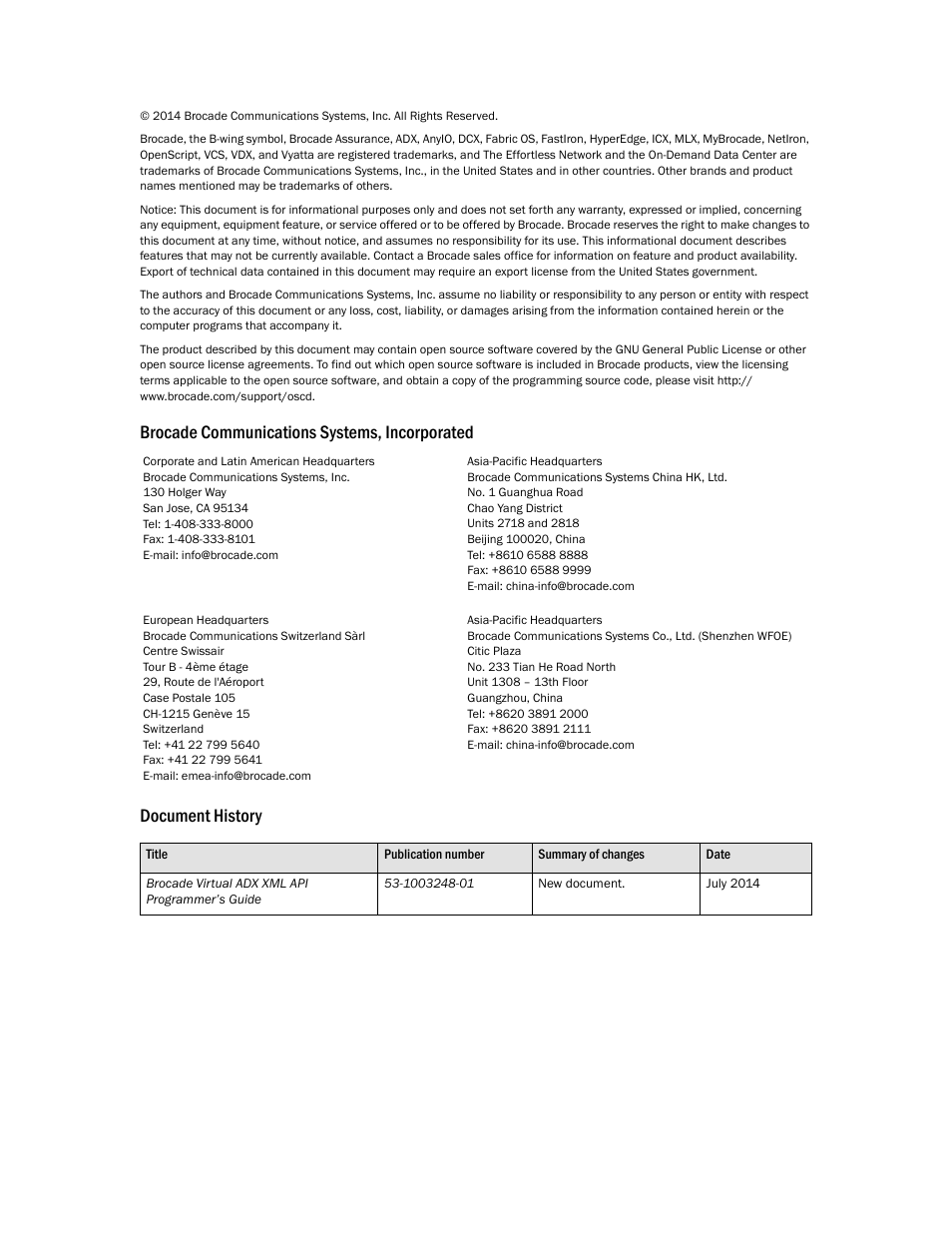 Brocade Virtual ADX XML API Programmer’s Guide (Supporting ADX v03.1.00) User Manual | Page 2 / 878