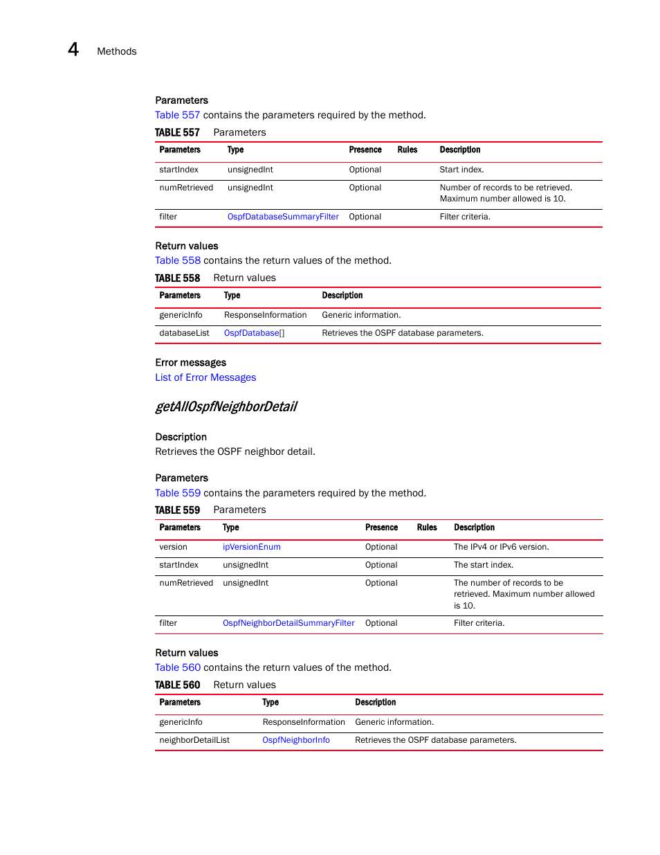 Getallospfneighbordetail | Brocade Virtual ADX XML API Programmer’s Guide (Supporting ADX v03.1.00) User Manual | Page 230 / 878