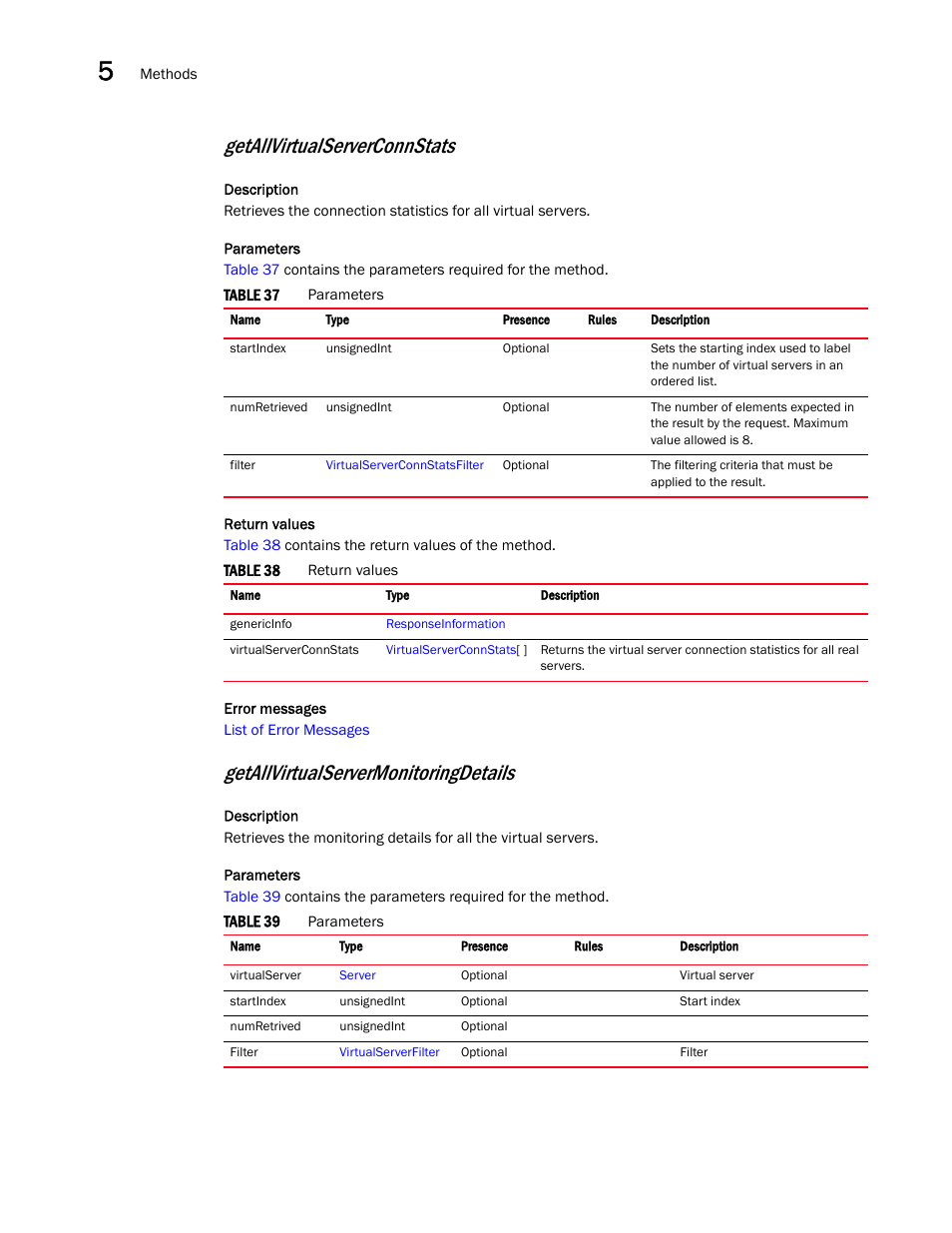 Getallvirtualserverconnstats, Getallvirtualservermonitoringdetails | Brocade Virtual ADX XML API Programmer’s Guide (Supporting ADX v03.1.00) User Manual | Page 374 / 878
