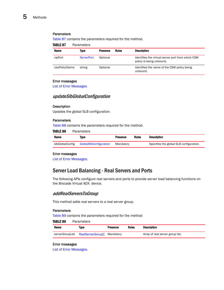 Server load balancing - real servers and ports, Updateslbglobalconfiguration, Addrealserverstogroup | Brocade Virtual ADX XML API Programmer’s Guide (Supporting ADX v03.1.00) User Manual | Page 390 / 878