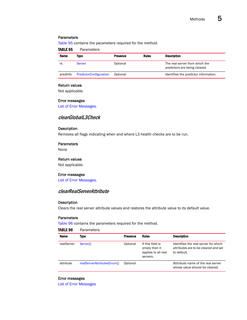 Cleargloball3check, Clearrealserverattribute | Brocade Virtual ADX XML API Programmer’s Guide (Supporting ADX v03.1.00) User Manual | Page 393 / 878