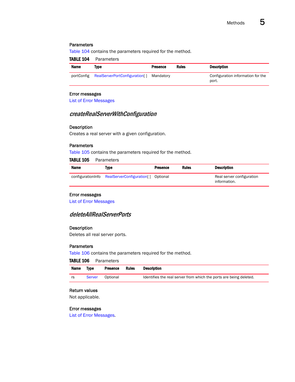 Createrealserverwithconfiguration, Deleteallrealserverports | Brocade Virtual ADX XML API Programmer’s Guide (Supporting ADX v03.1.00) User Manual | Page 397 / 878