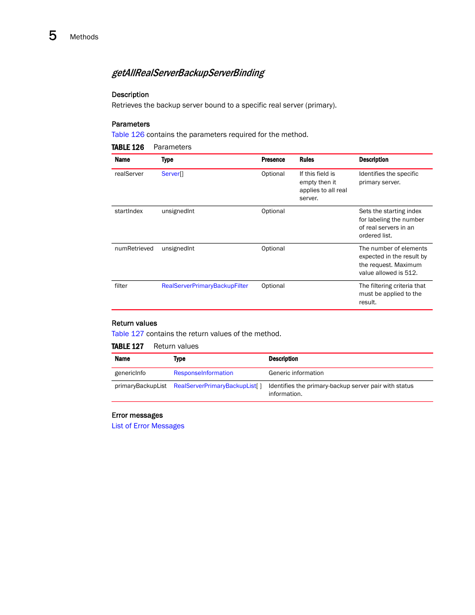 Getallrealserverbackupserverbinding | Brocade Virtual ADX XML API Programmer’s Guide (Supporting ADX v03.1.00) User Manual | Page 406 / 878