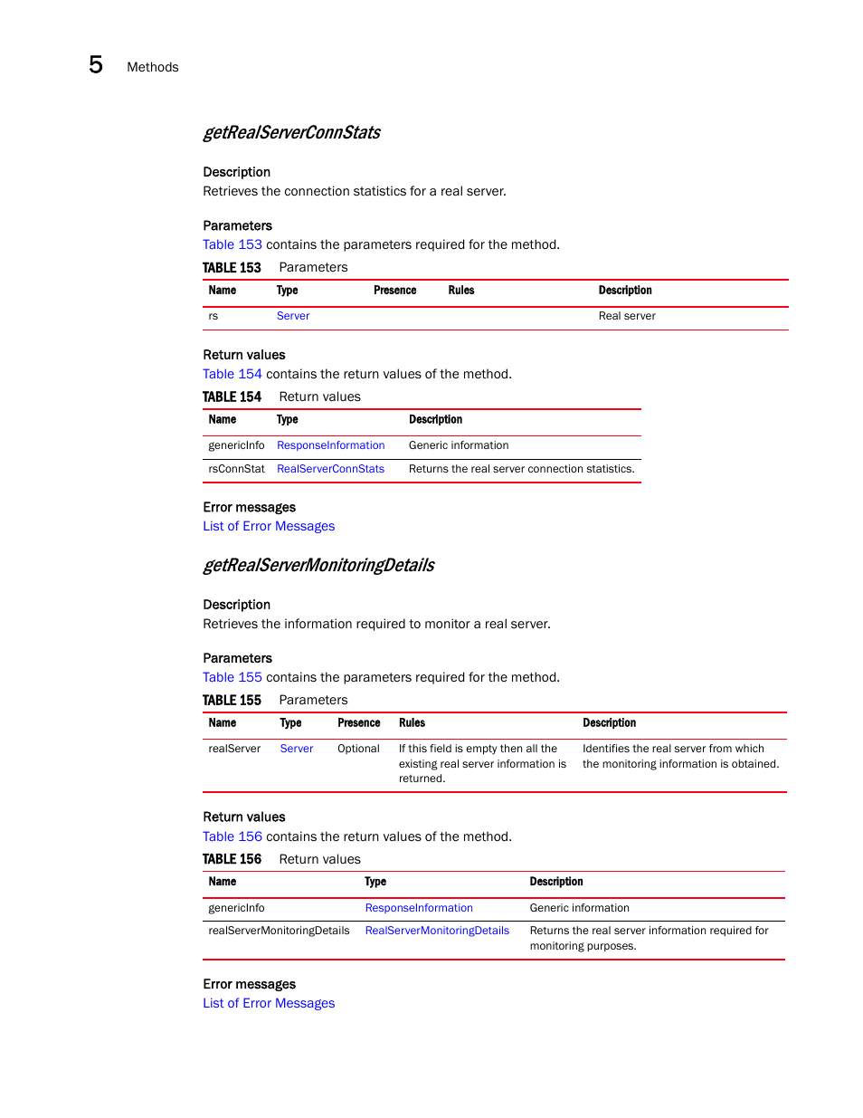 Getrealserverconnstats, Getrealservermonitoringdetails | Brocade Virtual ADX XML API Programmer’s Guide (Supporting ADX v03.1.00) User Manual | Page 416 / 878