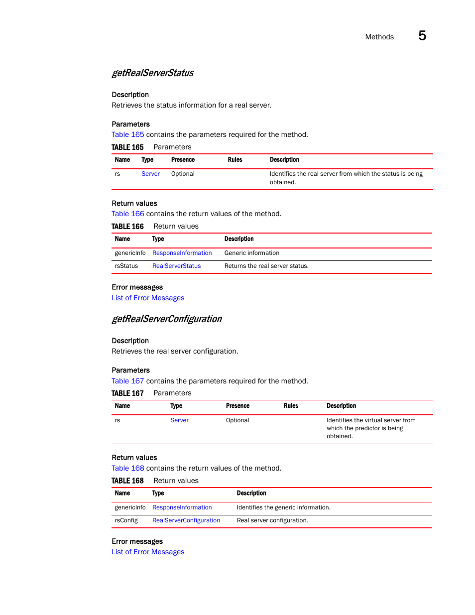 Getrealserverstatus, Getrealserverconfiguration | Brocade Virtual ADX XML API Programmer’s Guide (Supporting ADX v03.1.00) User Manual | Page 419 / 878