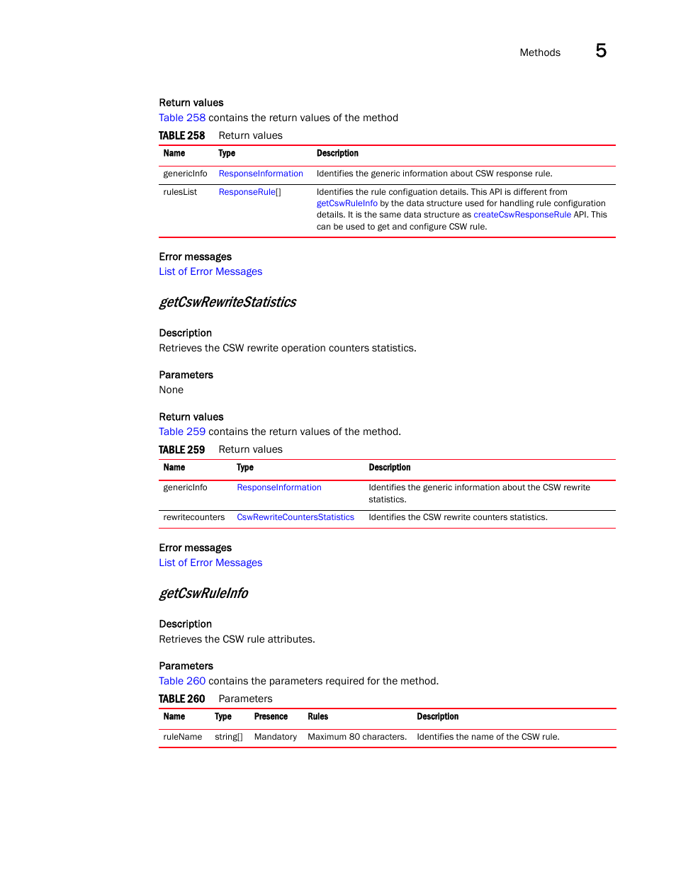 Getcswruleinfo, Getcswrewritestatistics | Brocade Virtual ADX XML API Programmer’s Guide (Supporting ADX v03.1.00) User Manual | Page 451 / 878