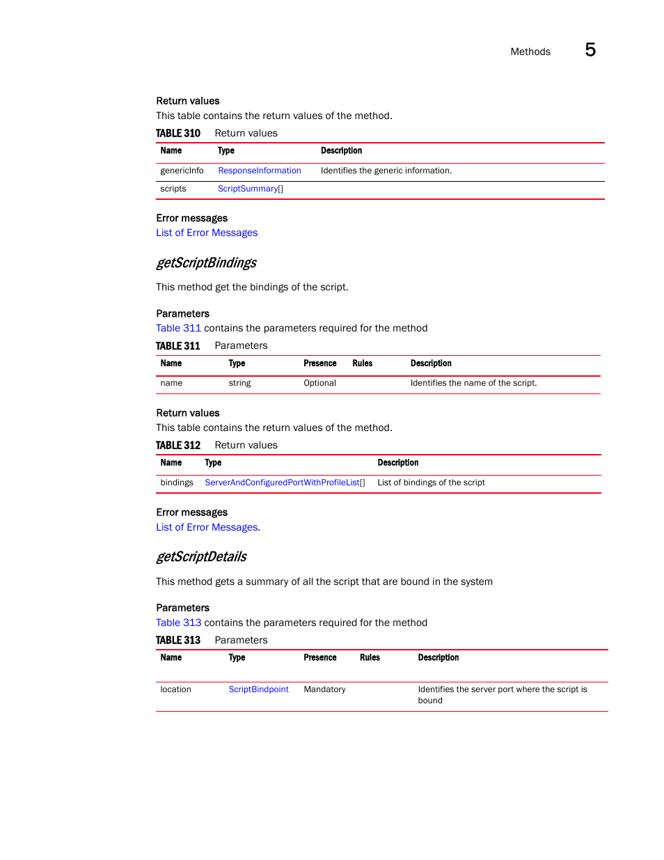 Getscriptbindings, Getscriptdetails | Brocade Virtual ADX XML API Programmer’s Guide (Supporting ADX v03.1.00) User Manual | Page 467 / 878